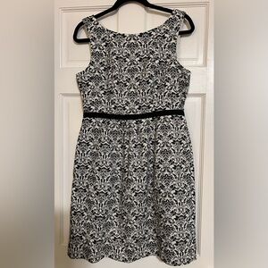 LOFT Black and White Floral Mini Dress